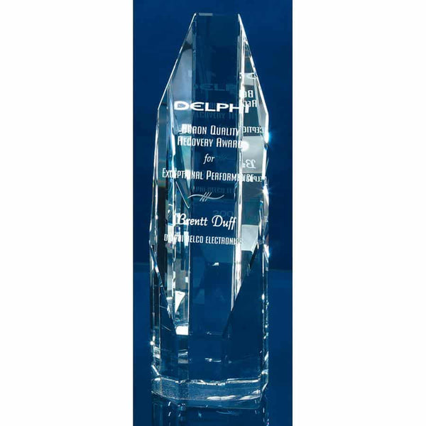 Octagon Wedge Tower Crystal Corporate Award - AndersonTrophy.com
