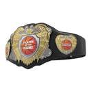 Front view of CAB15 Series Custom Championship Belt with gold eagle and black strap