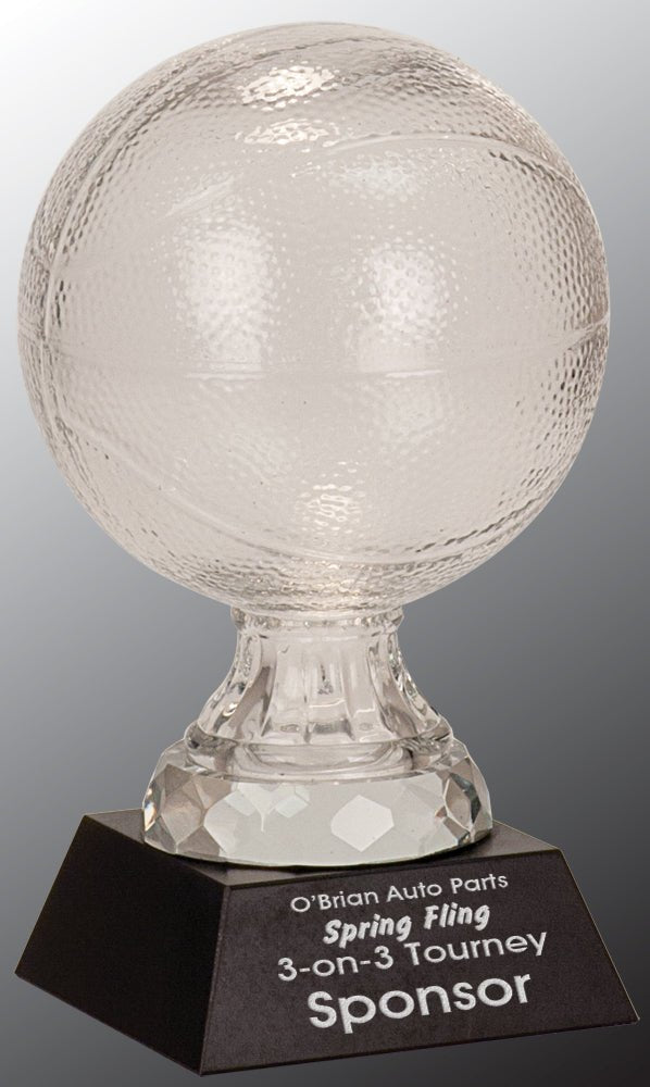 1SBG Series Crystal Basketball Award on Marble Base - Anderson Trophy Co.