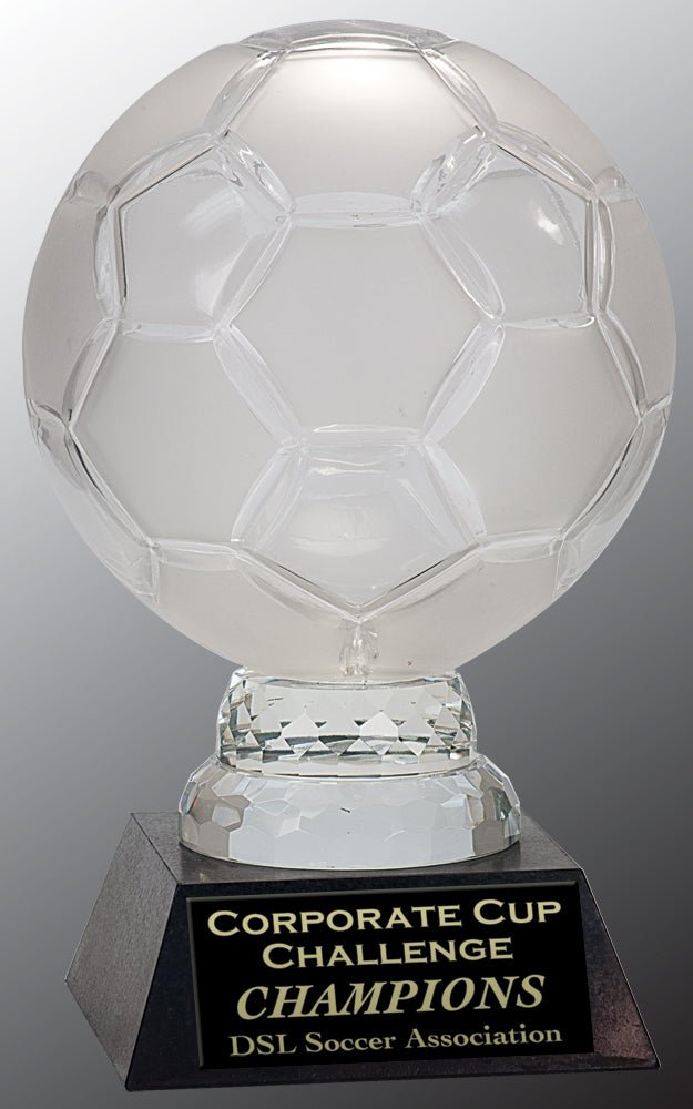 1SBG Series Crystal Soccer Ball Award on Marble Base - Anderson Trophy Co.