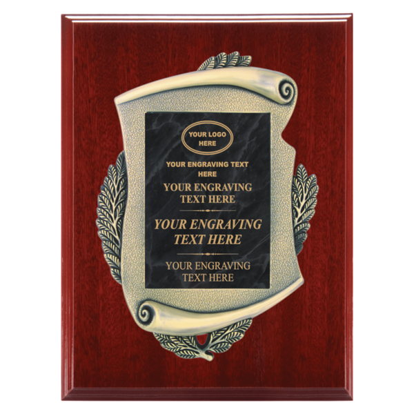 2E45 Framed Series Black Marble to Gold Laser Plaque