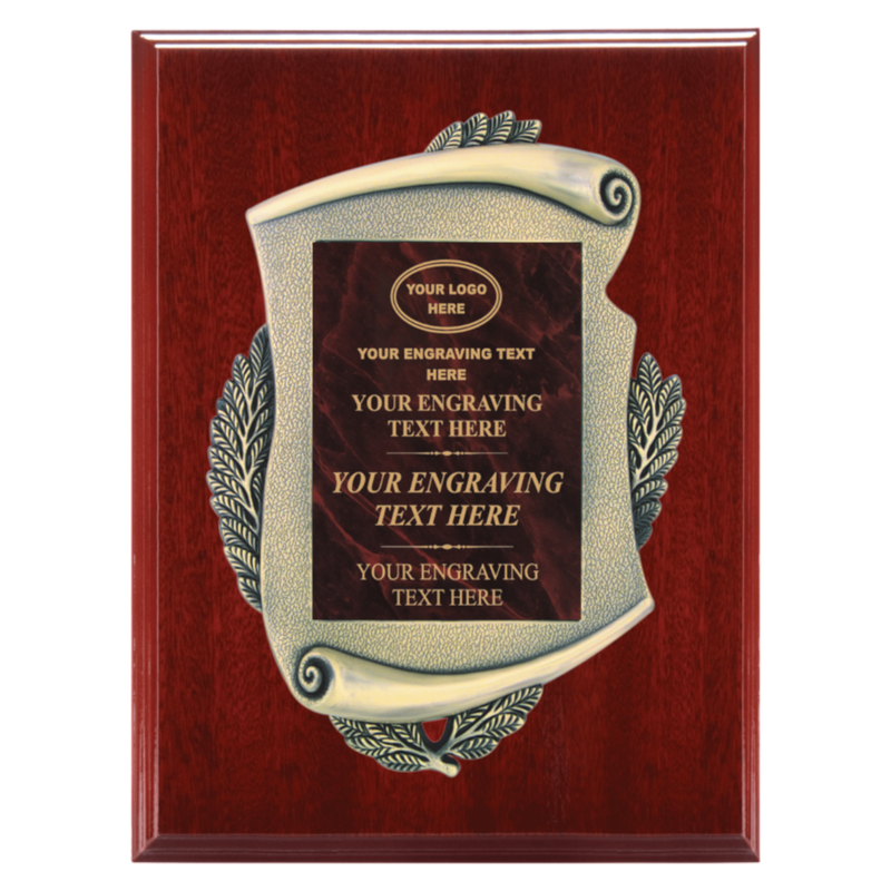 2E45 Framed Series Burgundy Marble to Gold Laser Plaque