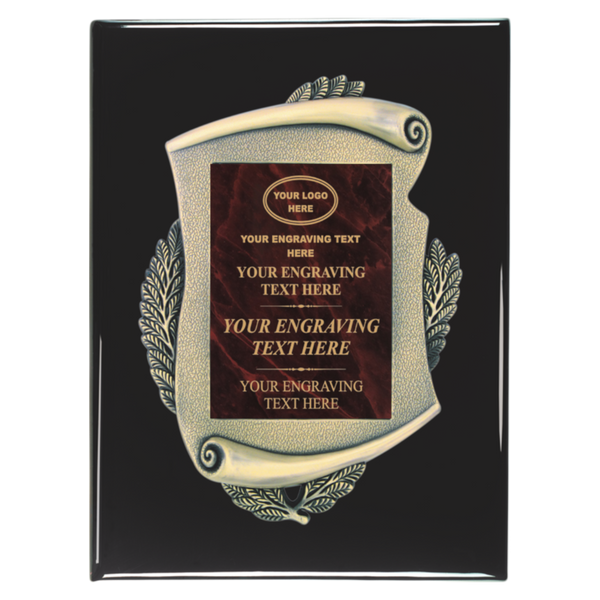 2E45 Framed Series Burgundy Marble to Gold Laser Plaque