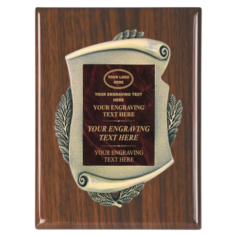 2E45 Framed Series Burgundy Marble to Gold Laser Plaque