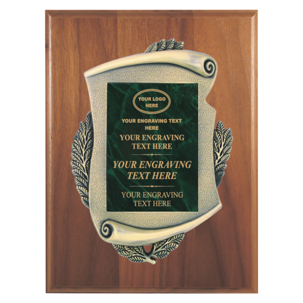 2E45 Framed Series Green Marble to Gold Laser Plaque