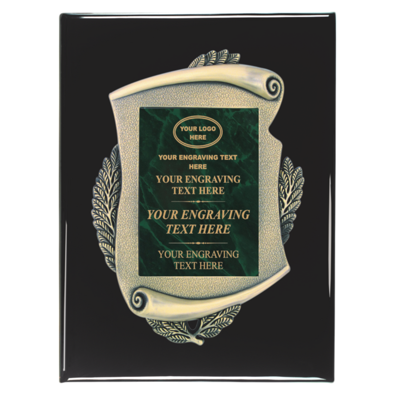 2E45 Framed Series Green Marble to Gold Laser Plaque