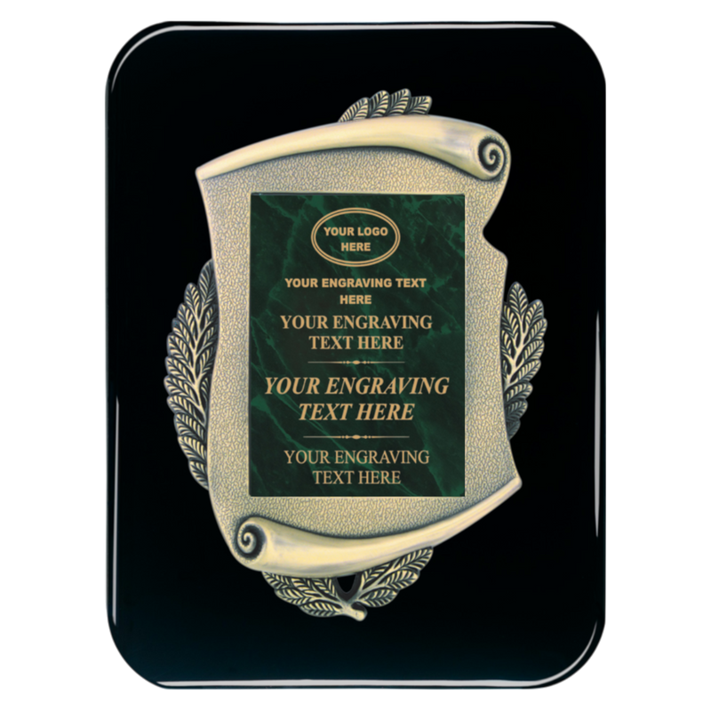 2E45 Framed Series Green Marble to Gold Laser Plaque