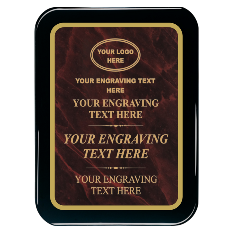 MPL Series Burgundy Marble to Gold Laser Plaque