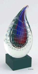 Blue and Clear Tear Drop Series Glass Art Award - Anderson Trophy Co.