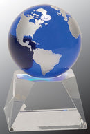 Blue Earth Globe Crystal Glass Award - Anderson Trophy Co.