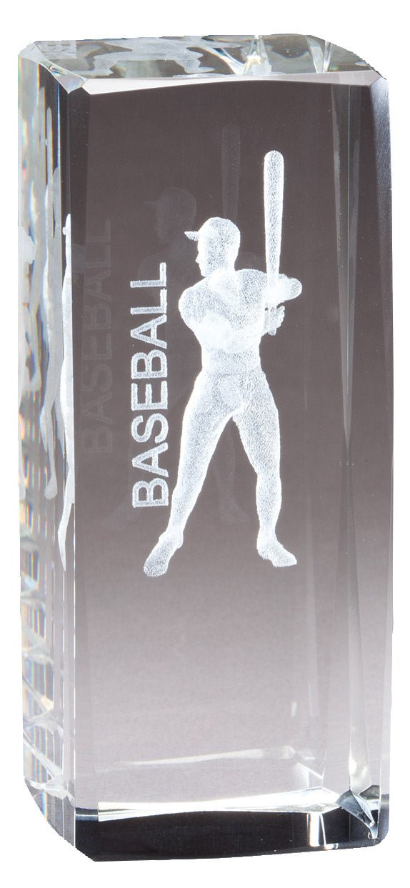 Collegiate Sport Series Baseball Crystal Block Award - Anderson Trophy Co.