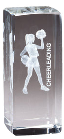 Collegiate Sport Series Cheer Crystal Block Award - Anderson Trophy Co.
