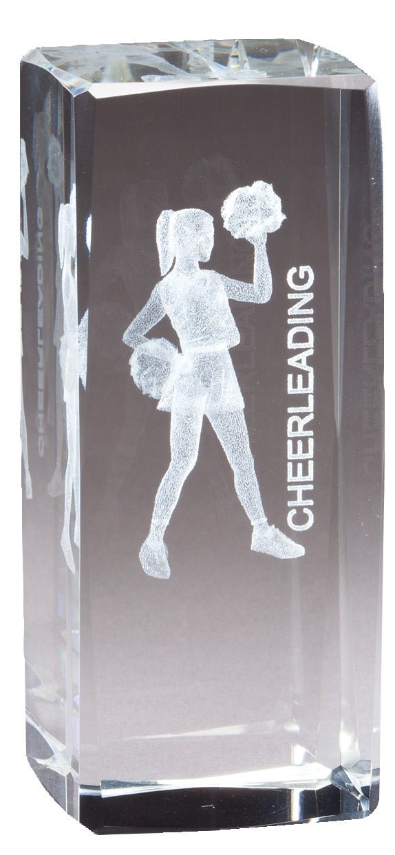 Collegiate Sport Series Cheer Crystal Block Award - Anderson Trophy Co.