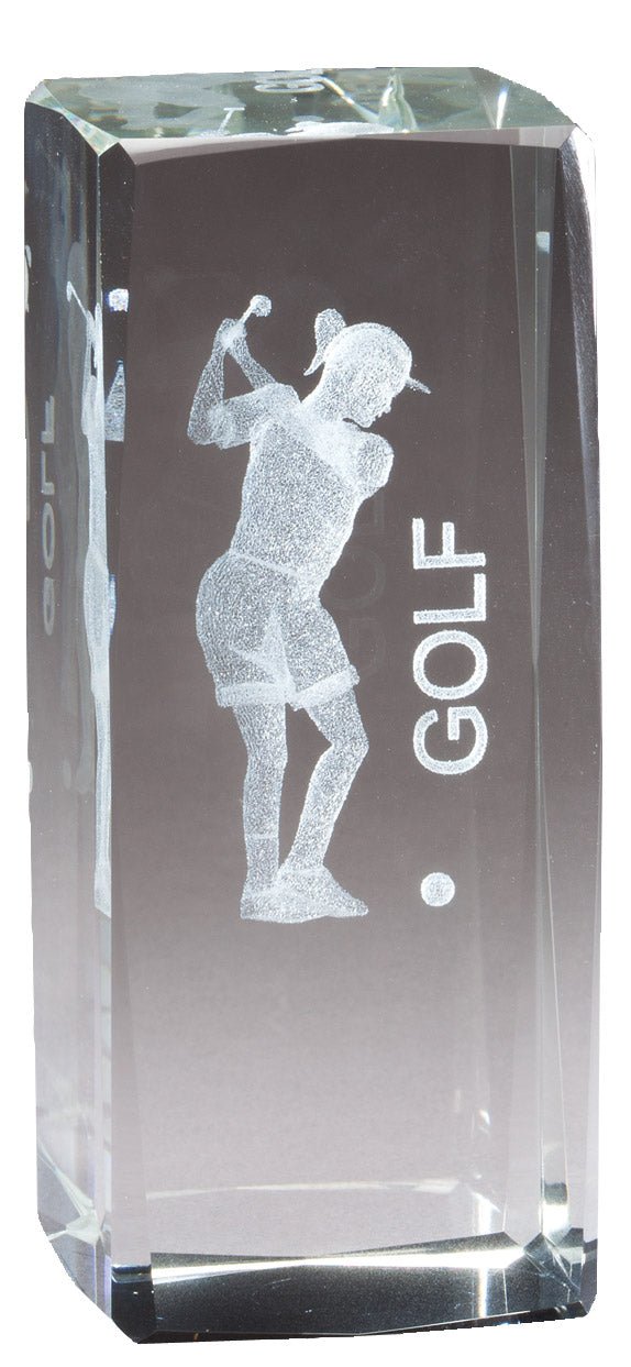 Collegiate Sport Series Golf Crystal Block Award - Anderson Trophy Co.