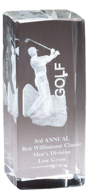 Collegiate Sport Series Golf Crystal Block Award - Anderson Trophy Co.
