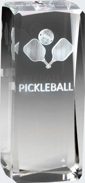 Collegiate Sport Series Pickleball Crystal Block Award - Anderson Trophy Co.