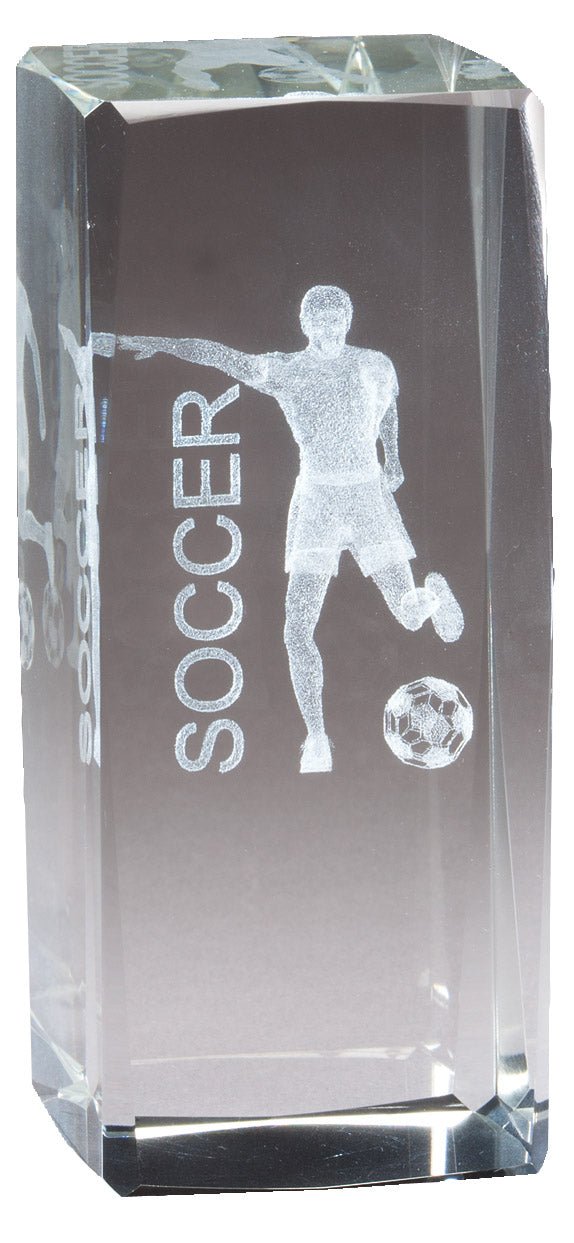 Collegiate Sport Series Soccer Crystal Block Award - Anderson Trophy Co.