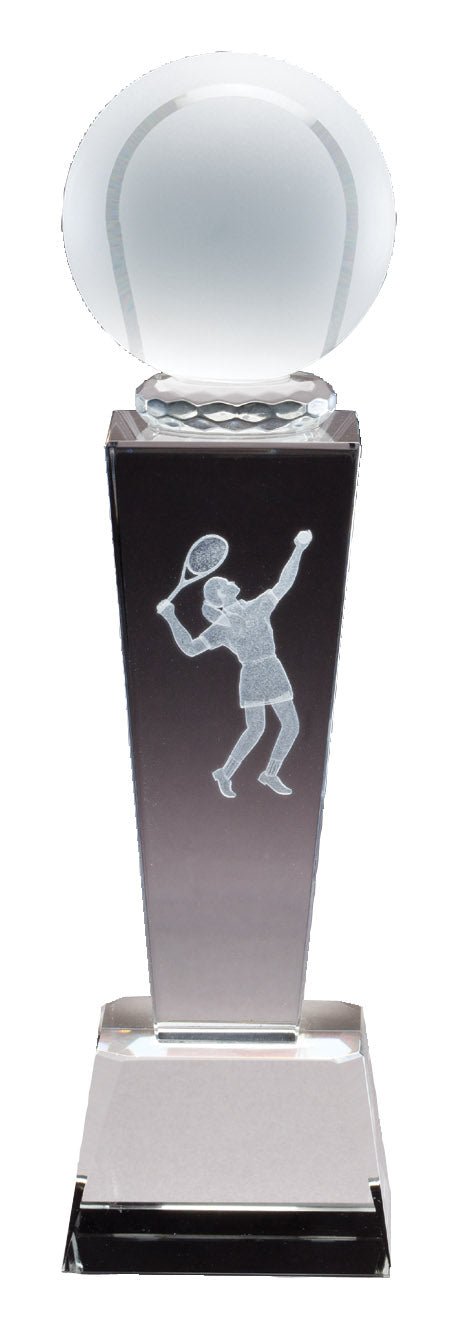 Collegiate Sport Tower Series Tennis Crystal Award - Anderson Trophy Co.