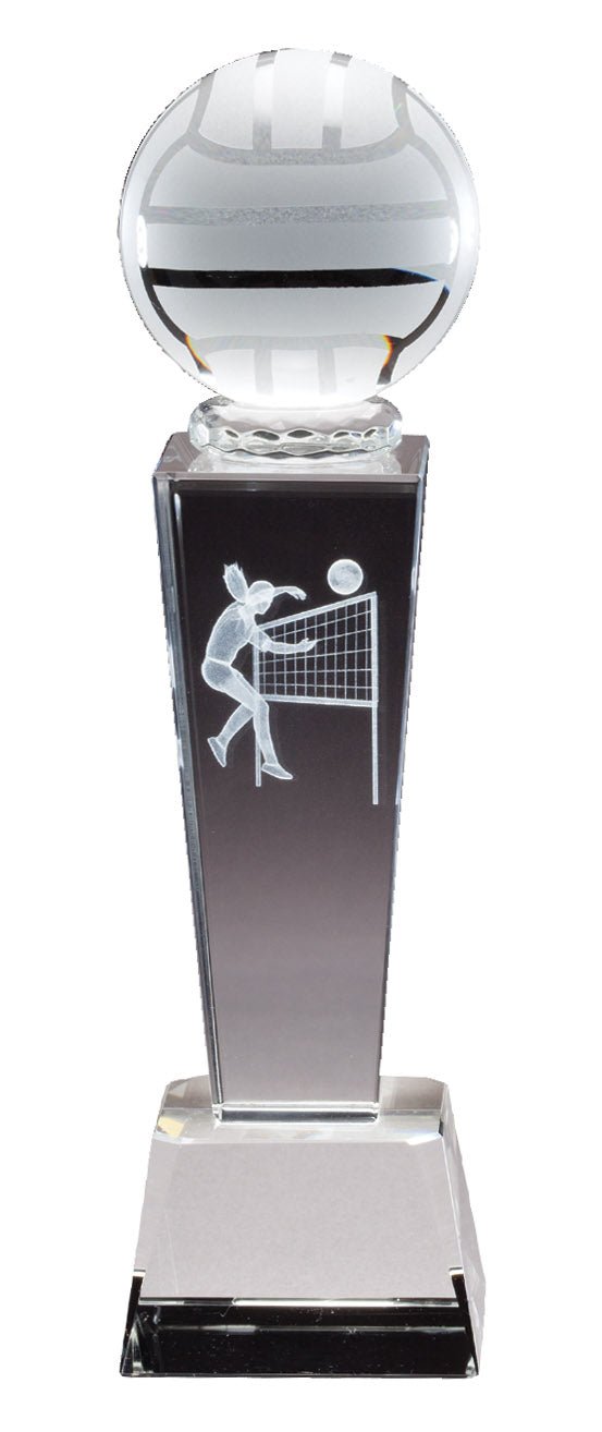 Collegiate Sport Tower Series Volleyball Crystal Award - Anderson Trophy Co.