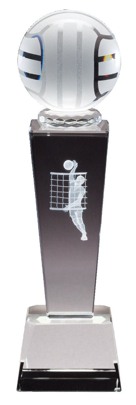 Collegiate Sport Tower Series Volleyball Crystal Award - Anderson Trophy Co.