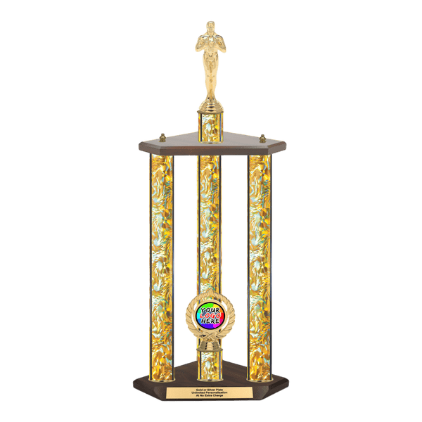 Custom Achievement 3 Post Trophy - Series 3803 - Anderson Trophy Co.