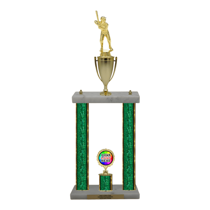 Custom Baseball 2 Post Trophy - Series 3503/2C17B - Anderson Trophy Co.