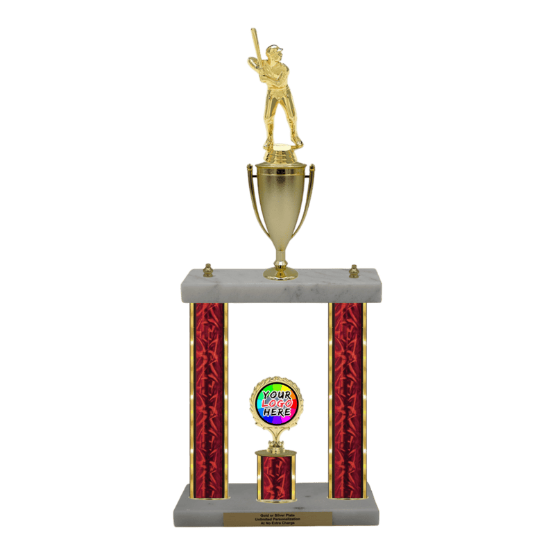 Custom Baseball 2 Post Trophy - Series 3503/2C17B - Anderson Trophy Co.