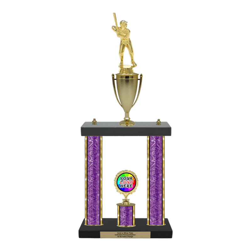 Custom Baseball 2 Post Trophy - Series 3503/2C17B - Anderson Trophy Co.