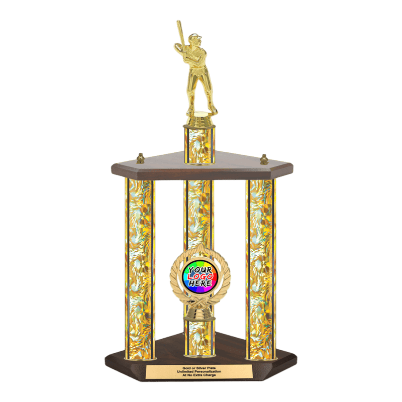 Custom Baseball 3 Post Trophy - Series 3503 - Anderson Trophy Co.