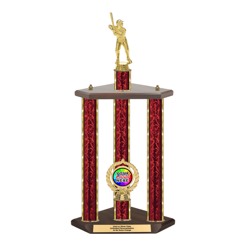 Custom Baseball 3 Post Trophy - Series 3503 - Anderson Trophy Co.