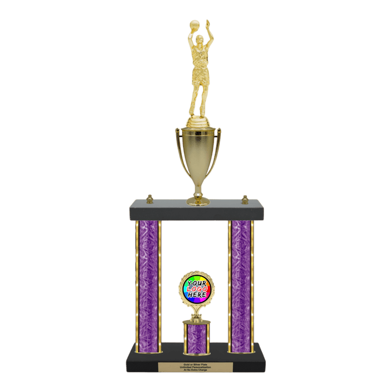 Custom Basketball 2 Post Trophy - Series 3505/2C17B - Anderson Trophy Co.