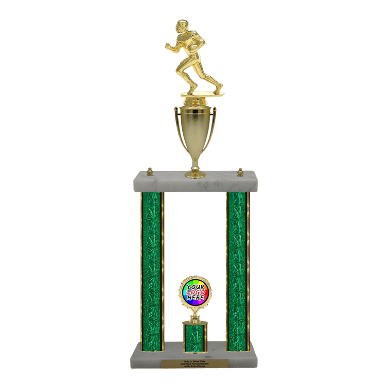 Custom Football Runner 2 Post Trophy - Series 3500/2C17B - Anderson Trophy Co.