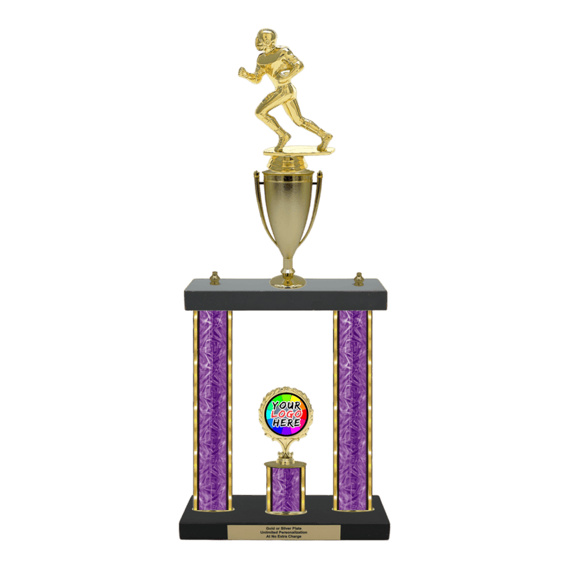 Custom Football Runner 2 Post Trophy - Series 3500/2C17B - Anderson Trophy Co.