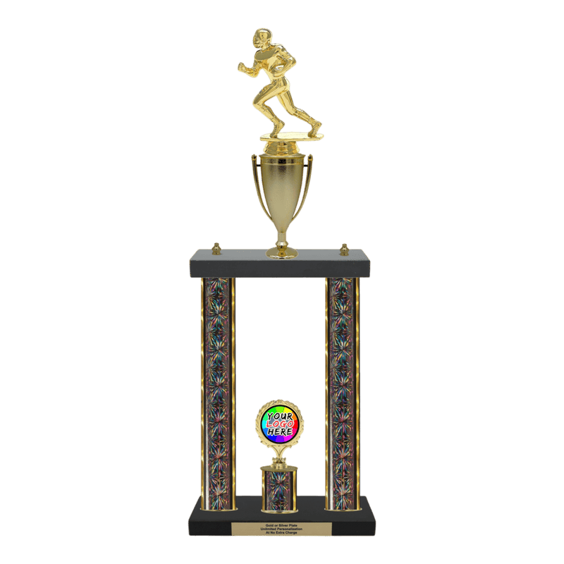 Custom Football Runner 2 Post Trophy - Series 3500/2C17B - Anderson Trophy Co.