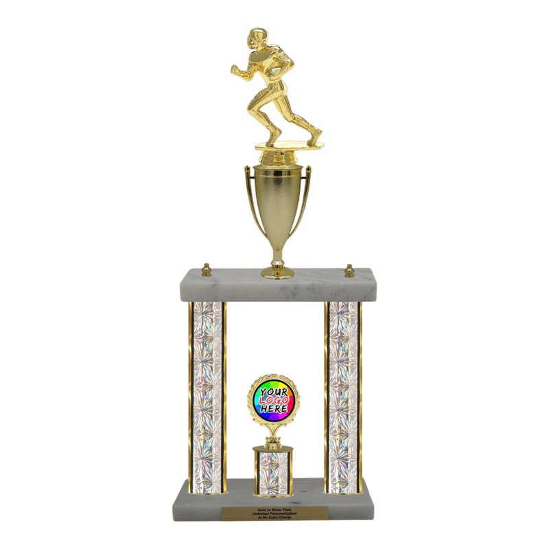 Custom Football Runner 2 Post Trophy - Series 3500/2C17B - Anderson Trophy Co.