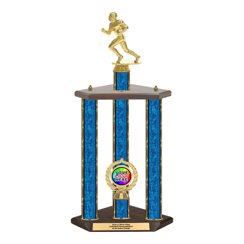 Custom Football Runner 3 Post Trophy - Series 3500 - Anderson Trophy Co.