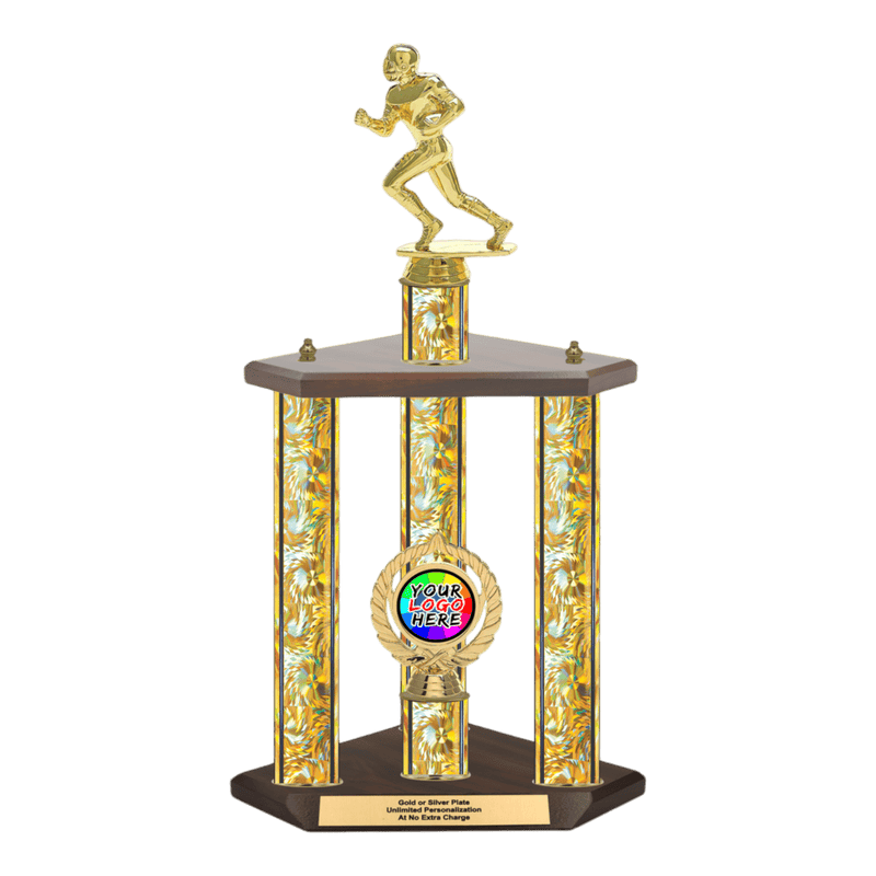 Custom Football Runner 3 Post Trophy - Series 3500 - Anderson Trophy Co.