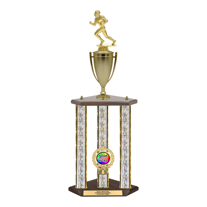 Custom Football Runner 3 Post Trophy - Series 3500/2C17C - Anderson Trophy Co.