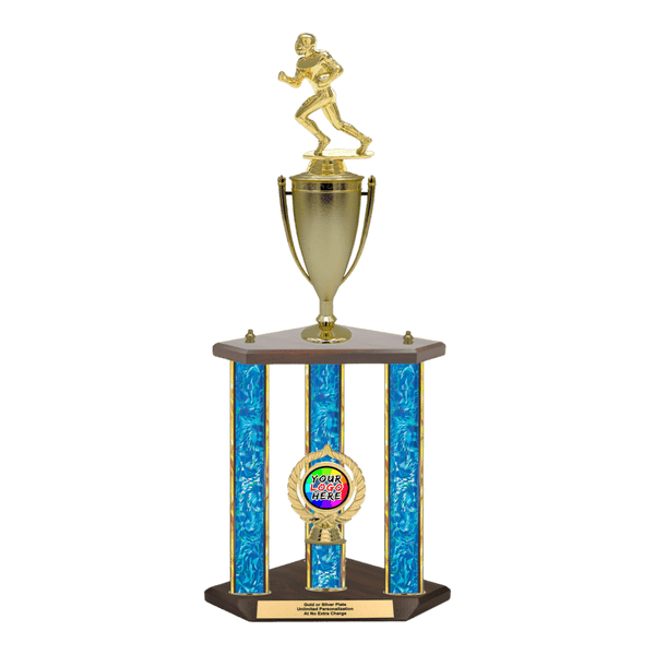 Custom Football Runner 3 Post Trophy - Series 3500/2C17C - Anderson Trophy Co.