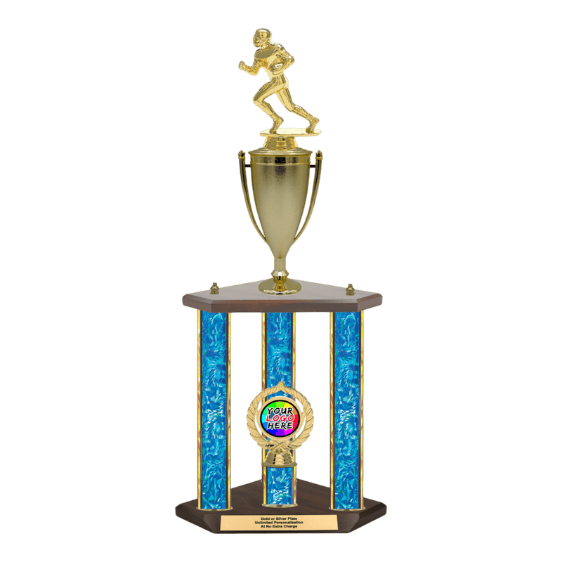 Custom Football Runner 3 Post Trophy - Series 3500/2C17C - Anderson Trophy Co.