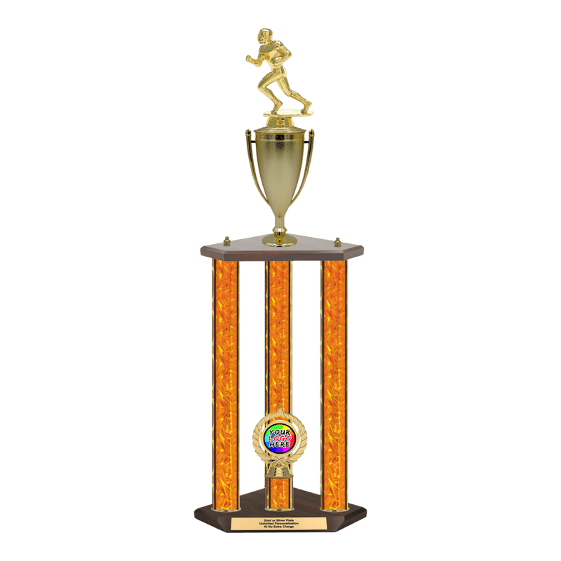 Custom Football Runner 3 Post Trophy - Series 3500/2C17C - Anderson Trophy Co.