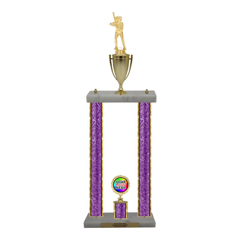 Custom Softball 2 Post Trophy - Series 3520/2C17B - Anderson Trophy Co.