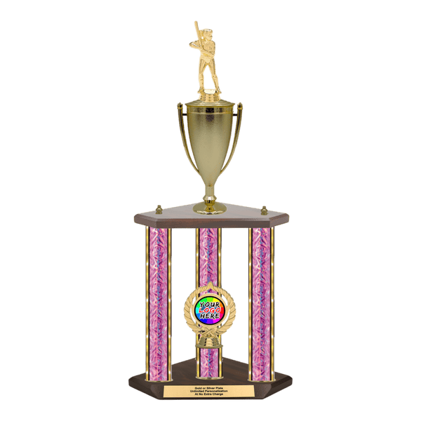 Custom Softball 3 Post Trophy - Series 3520/2C17C - Anderson Trophy Co.