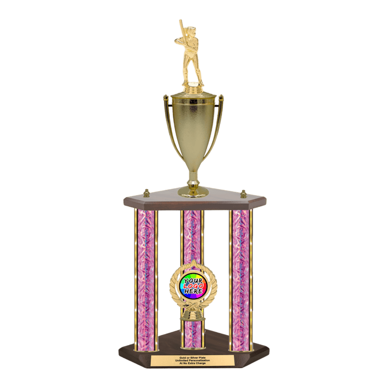 Custom Softball 3 Post Trophy - Series 3520/2C17C - Anderson Trophy Co.