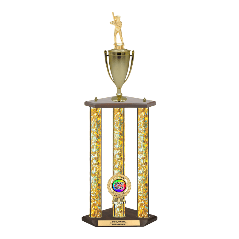 Custom Softball 3 Post Trophy - Series 3520/2C17C - Anderson Trophy Co.