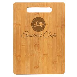 Engravable Genuine Bamboo Cutting Board with Handle - Anderson Trophy Co.