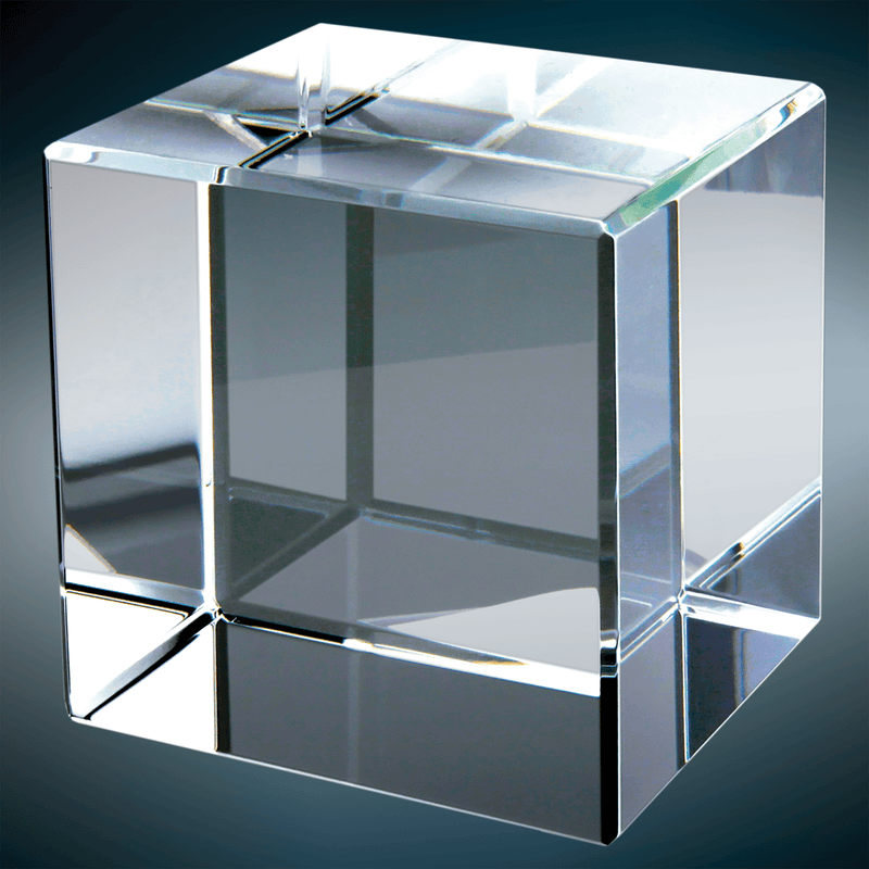 Flat Edge Cube Paperweight Crystal Award - Anderson Trophy Co.