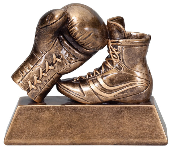 Gold Sculpture Series Glove & Boot Boxing Resin Trophy - Anderson Trophy Co.