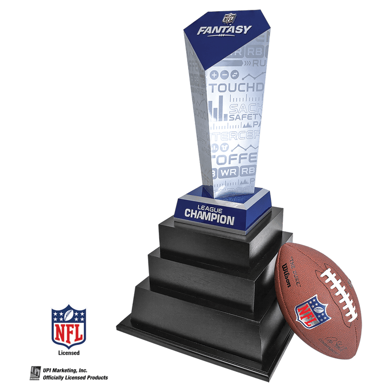 NFL Fantasy Football Trophy on 3 Tier Black Wood Base - Anderson Trophy Co.