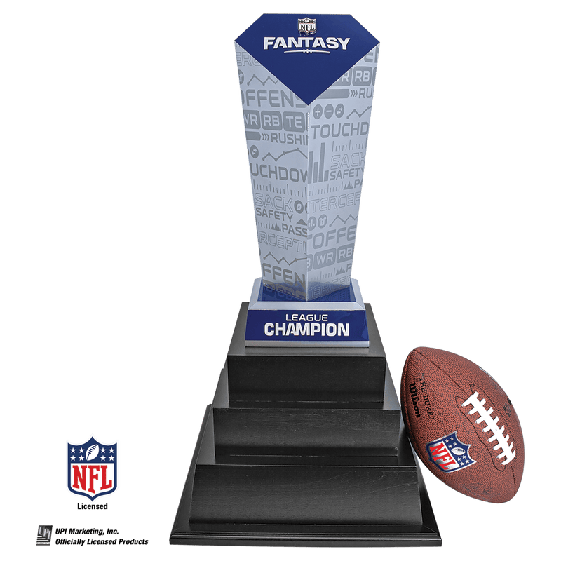 NFL Fantasy Football Trophy on 3 Tier Black Wood Base - Anderson Trophy Co.